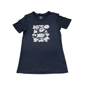 ASICS Womens Graphic T Shirt Sound Mind Sound Body Dark Blue Short Sleeve tee XS